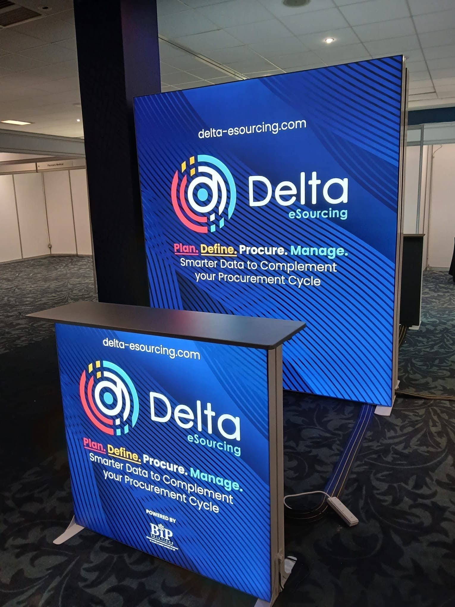 Freestanding LED exhibition lightbox with illuminated branded graphics